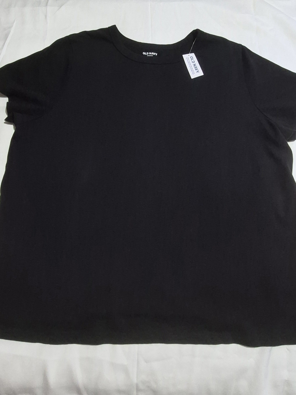 Old Navy Women's Basic T-Shirt, Black Solid Crew Neck Short Sleeve, Size XL